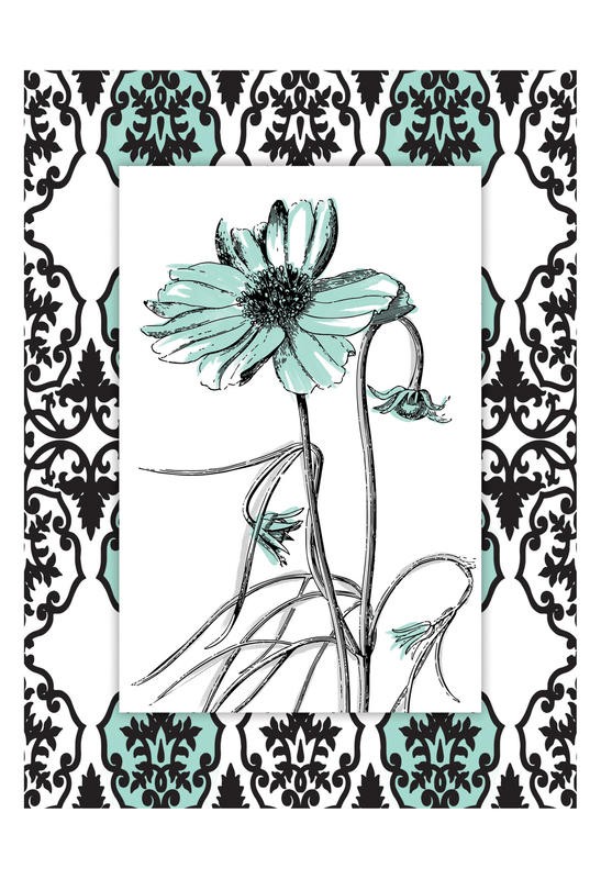 Jace Grey, SIMPLE FLORAL TEAL II (BLUMEN)
