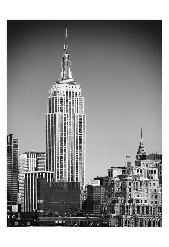 Sandro De Carvalho, EMPIRE STATE I (Wolkenkratzer, Hochhaus, Skyline, Empire State Building,  Architektur, New York, Städte, Metropole, Fotokunst, Wunschgröße, Wohnzimmer, Büro, Treppenhaus,schwarz/weiß)