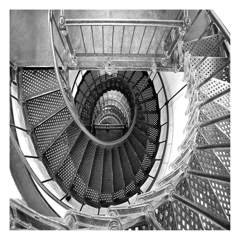 Sandro De Carvalho, STAIRS II (Treppenhaus, Architektur, Spirale, Perspektive, Wendeltreppe, Wohnzimmer, Treppenhaus, Büro, modern, Fotokunst, Wunschgröße, schwarz/weiß)