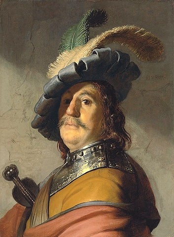 Rembrandt van Rijn, Ein Mann mit Ringkragen und Kappe. (Portrait,? Christie's Images Ltd - ARTOTHEK,17. Jahrhundert,Öl auf Holz,Christie's Images Ltd,1606-1669,Rembrandt van Rijn,Rembrandt,Mann,Brustbild,Kopfbedeckung,Schatten,Federn)