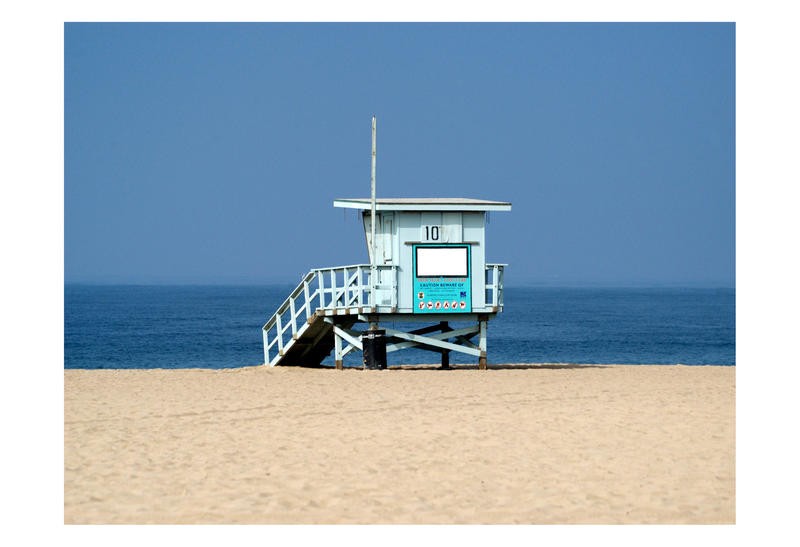 F+S Parker, CALIFORNIA DREAM I (Meer, Meeresbrise, Horizont, Strand, Beobachtungsturm, Baywatch, Einsamkeit, maritim,   Fotografie, Wunschgröße, Wohnzimmer, Treppenhaus, bunt)