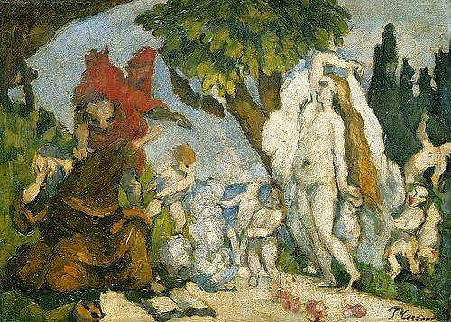 Paul Cézanne, Die Versuchung des Heiligen Antonius (La Tentation de St. Antoine). (Cézanne,Paul,1839-1906,Christie's Images Ltd,Öl auf Leinwand,19. Jahrhundert,Cezanne,Paul,Versuchung, Hl. Anton,Antonius,Sünde,Böse,Verführung,Akt,weiblich,Frau,Religion,Christentum,unbekleidet)