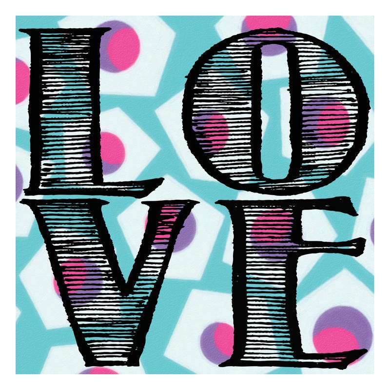 Taylor Greene, BLUE LOVE (Motivation, Inspiration, Wort, Liebe, Buchstaben, Typografie, Wunschgröße, Jugendzimmer, bunt)