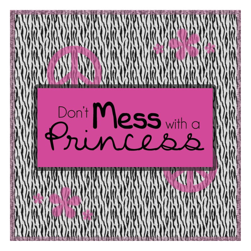 Lauren Gibbons, PRINCESS II (Prinzessin,  Peacezeichen,  Kalligrafie, Typografie, Jugendzimmer, Grafik, Wunschgröße, pink, schwarz/weiß)