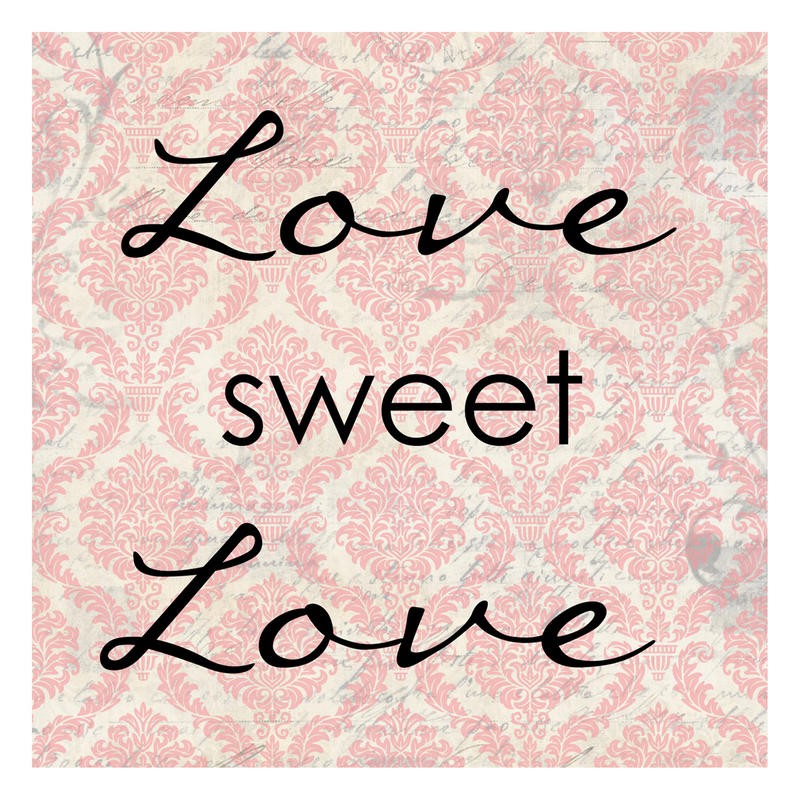 Taylor Greene, LOVE SWEET LOVE (Motivation, Inspiration, Worte, Liebe, Buchstaben, Valentinstag, Herz, Typografie, Wunschgröße, Jugendzimmer, rosa/schwarz)