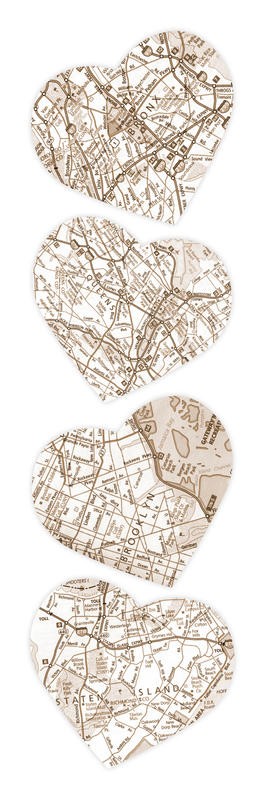 Jace Grey, MAP TO YOUR HEART BROOKLYN (REISEN, Herzen, Straßenkarten, Grafik, Wunschgröße, Grafik, Wohnzimmer, Treppenhaus, Jugendzimmer)