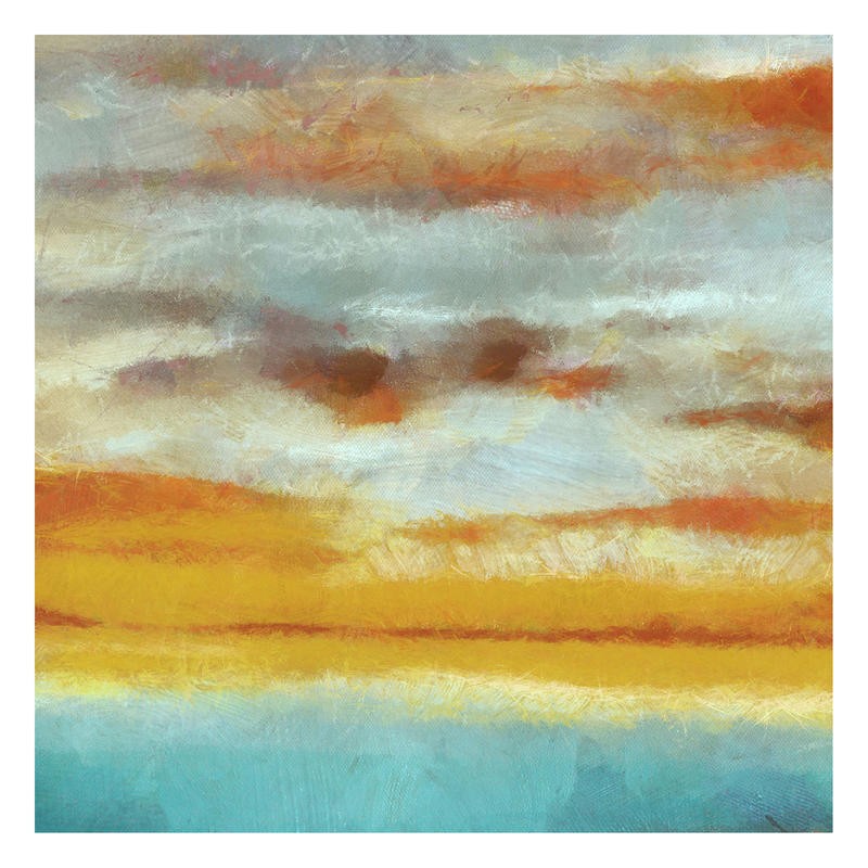 Taylor Greene, HORIZON TURQUOISE II (Abstrakte Malerei, Horizont, Landschaft, Wolken, modern, Büro, Wohnzimmer, Wunschgröße)