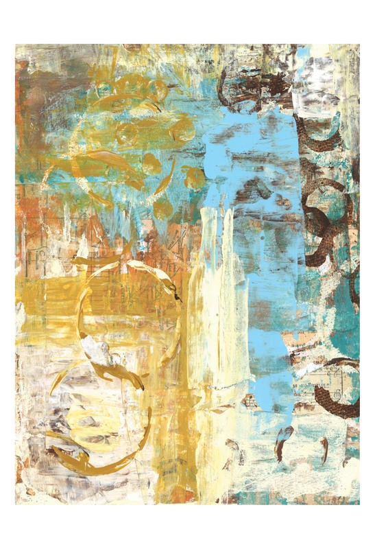 Erin Butson, SILENCE I (Abstrakte Malerei, Muster, ornamente, Kreise, Malerei, Wohnzimmer, Treppenhaus,   Wunschgröße, bunt)