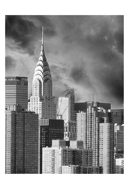 Sandro De Carvalho, CHRYSLER SKYLINE III (Wolkenkratzer, Hochhaus, Skyline, Chrysler Haus,  Architektur, New York, Städte, Metropole, Fotokunst, Wunschgröße, Wohnzimmer, Büro, Treppenhaus, schwarz/weiß)