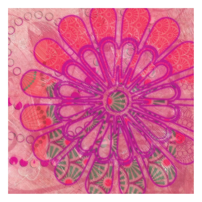 Taylor Greene, FLORA TRANCE II (Abstrakte Kunst, florale Muster, Blumen, Hippie, flower power, Muster, modern,  Wunschgröße, Treppenhaus, Wohnzimmer, pink)