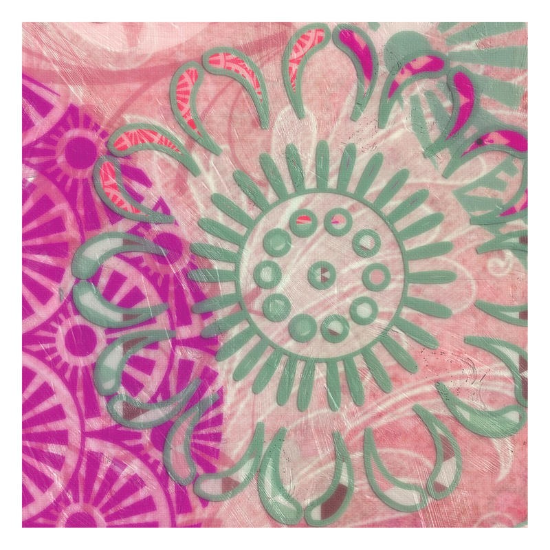 Taylor Greene, FLORA TRANCE III (Abstrakte Kunst, florale Muster, Blumen, Hippie, flower power, Muster, modern,  Wunschgröße, Treppenhaus, Wohnzimmer, bunt)