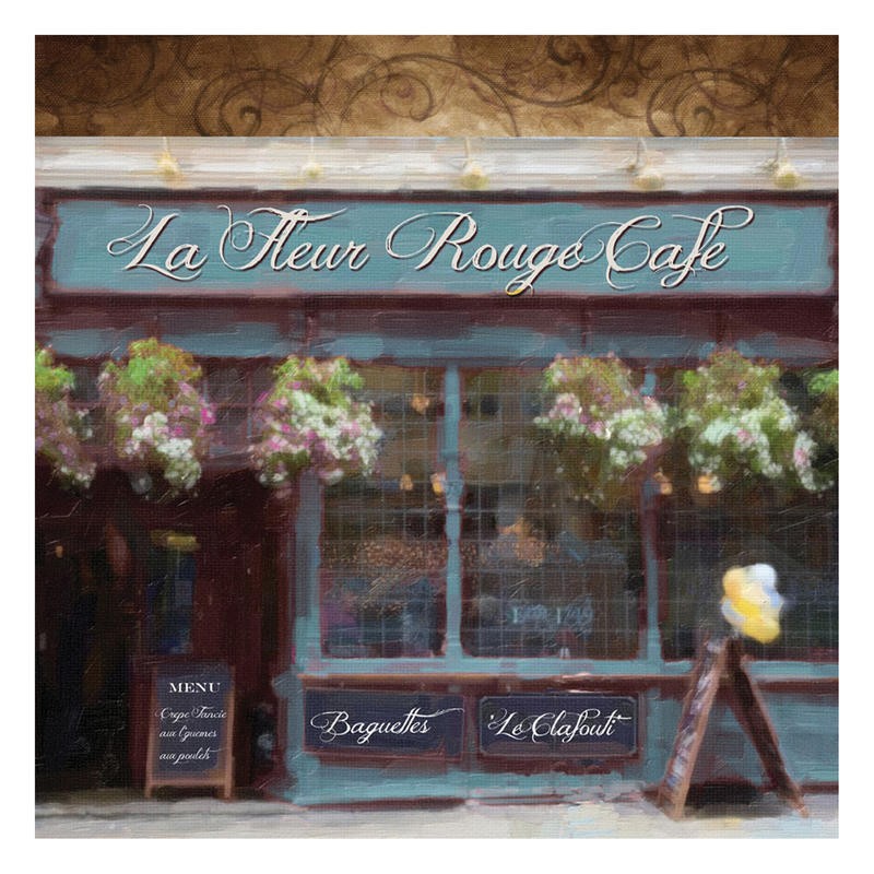 Taylor Greene, CAFE BLUE (Café, Blumenladen, Paris, Nostalgie, retro, Fotokunst, Wunschgröße, Wohnzimmer)