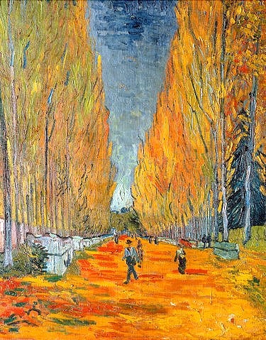 Vincent van Gogh, Die Alyscamps, Allee in Arles. 1888 (Allee, Bäume, Pappeln, Straße, Spaziergänger, Südfrankreich, Klassische Moderne, Impressionismus, Wohnzimmer, Treppenhaus, Wunschgröße, bunt)