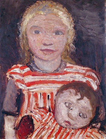 Paula Modersohn-Becker, Mädchen mit Puppe. Um 1903 (Modersohn-Becker,Paula,1876-1907,Landesmuseum für Kunst und Kulturgeschichte Oldenburg,Öl auf Leinwand,20. Jahrhundert,? Landesmuseum Oldenburg,S. Adelaide - ARTOTHEK,Modersohn-Becker, Paula,Mädchen mit Puppe,Spielzeug,spielen,Kind)