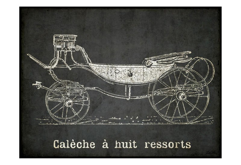 Tina Carlson, CARRIAGE CALECHE (Kutsche, Pferdekutsche, Nostalgie, Retro, Vintage, Grafik,  Wunschgröße, Wohnzimmer, Treppenhaus, schwarz/weiß/sepia)