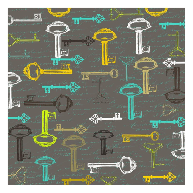 Sheldon Lewis, KEY OF LOVE II (Schlüssel, Schloss, Schlösser, Retro, Grafik, Treppenhaus, Wohnzimmer, Wunschgröße, bunt)