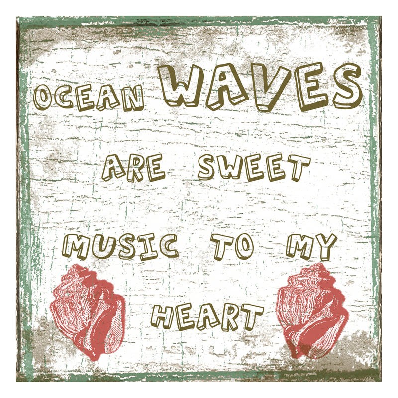 Sheldon Lewis, OCEAN AIR I (Muscheln, Holz, Brett, maritim, Inspiration, Nostalgie, Retro, Vintage, Badezimmer, Treppenhaus, bunt)