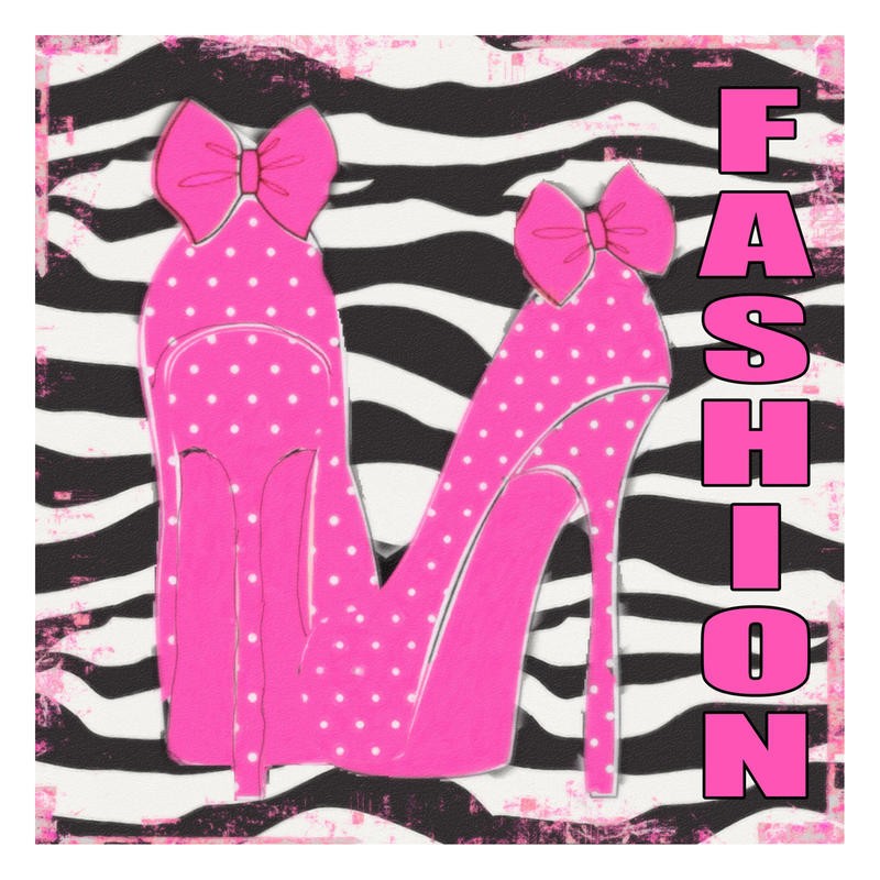 Taylor Greene, FASHION IN PINK (Schuhe, High Heels, pink, Punkte, Schleife, Mode, Zebramuster, Wunschgröße, Jugendzimmer)