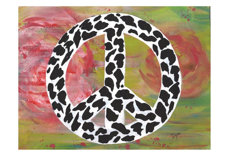 Beverly Dyer, SAFARI PEACE LEOPARD (Peace, Zeichen, Symbol, Hippie, Leopardenmuster, modern, Jugendzimmer, Wohnzimmer, Treppenhaus, Malerei, Wunschgröße, JUNG + WILD)