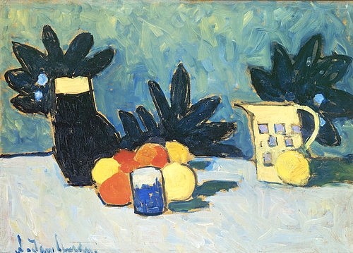 Alexej von Jawlensky, Stilleben mit Früchten. Um 1910. (Jawlensky,Alexej von,1864-1941,München,Städtische Galerie,Öl/Karton auf Holz,Stillleben,Jawlensky, Alexej von 1864-1941)