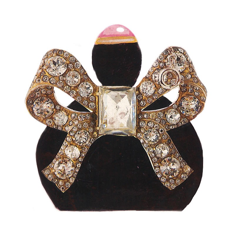 Jody Taylor, PERFUME BOW (Flacon, Parfümflasche, Silhouette, Schleife, Edelsstein, Wunschgröße, Grafik modern, Badezimmer,)