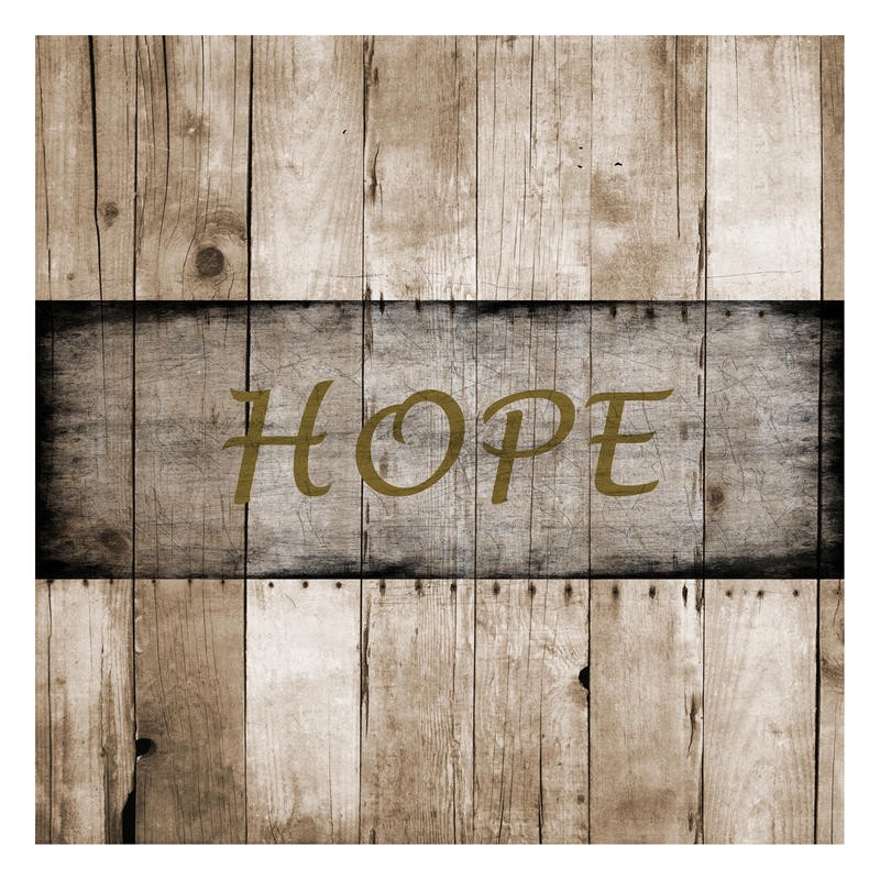 Sheldon Lewis, BOARD HOPE (Hoffnung, Inspiration, Schild, Holzschild,  Typografie, Nostalgie, Retro, Wohnzimmmer, Treppenhaus, Wunschgröße, beige/braun)