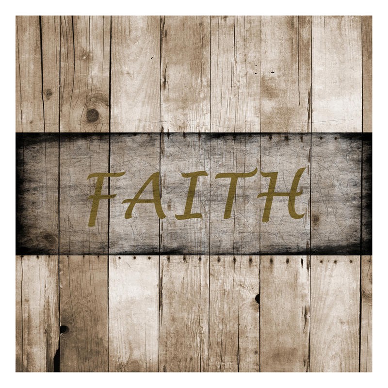 Sheldon Lewis, BOARD FAITH (Glück, Inspiration, Schild, Holzschild,  Typografie, Nostalgie, Retro, Wohnzimmmer, Treppenhaus, Wunschgröße, beige/braun)