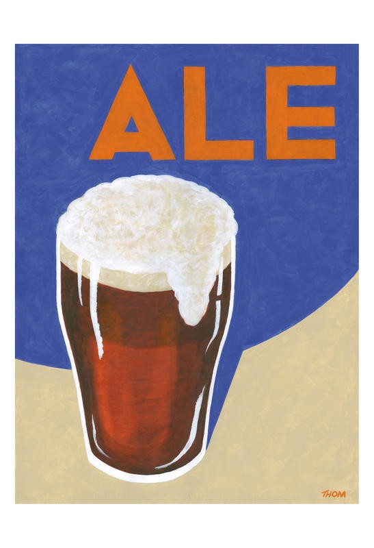 Thom Reaves, VINTAGE BEER I (Bier, Ale, britisch, Bierglas, Plakatkunst, Werbung, Retro, Nostalgie, Wunschgröße, Grafik, Küche, Esszimmer, Bar, Gastronomie, Bistro, bunt)