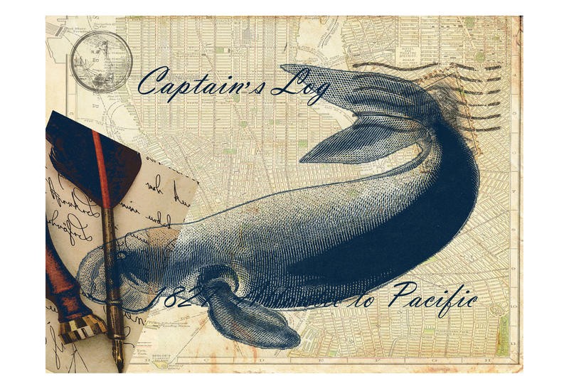 Sheldon Lewis, TO PACIFIC I (Wal, Meerestiere, Postkarte, Nostalgie, Grafik, Wohnzimmmer, Treppenhaus, Wunschgröße, bunt)