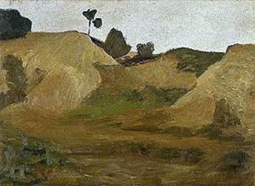 Paula Modersohn-Becker, Landschaft am Weyerberg (Sandkuhle).1899 (Modersohn-Becker,Paula,Bayer. Staatsgemäldesammlungen,1876-1907,Pappe auf Holz,Geologie,Niedersachsen,Modersohn-Becker, Paula 1876-1907)
