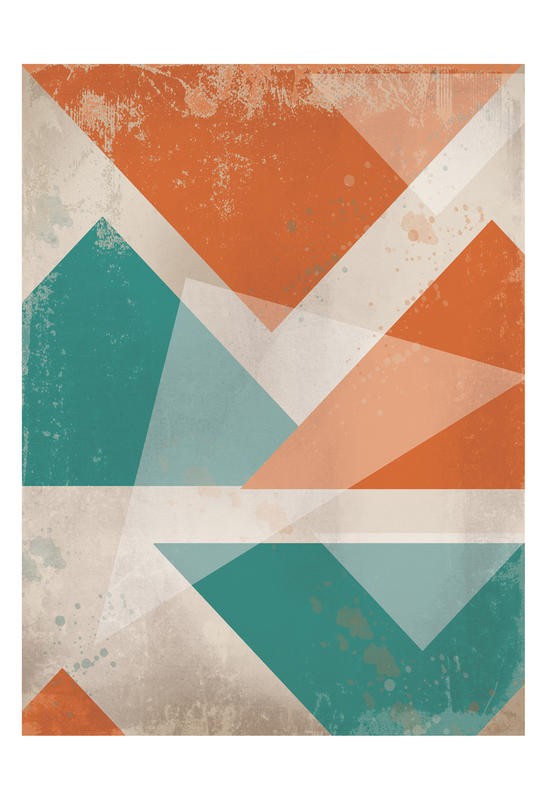 Cynthia Alvarez, TRIANGLES II (Abstrakte Kunst, abstrakte Malerei, Zichzacklinien, geometrische Muster, moderne Malerei, Wohnzimmer, Treppenhaus, Wunschgröße, orange/hellblau)