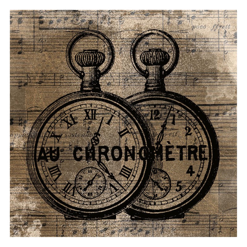 Sheldon Lewis, CHRONOMETRE (Uhren, Taschenuhren, Chronometer, Notenblatt, Grafik, Vintage/retro, Büro, Treppenhaus, Wunschgröße, grau/braun)