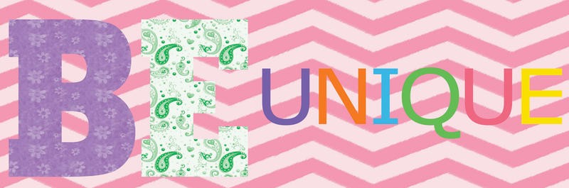 Lauren Gibbons, BE UNIQUE PANEL (Inspiration, Motivation, Jung und Wild, Typografie, Treppenhaus, Jugendzimmer, Grafik, Wunschgröße, bunt)