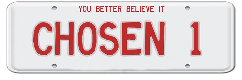 Sheldon Lewis, CHOSEN 1 (Nummernschild, Autokennzeichen, Nummer 1, Auserwählt, JUNG + WILD, witzig, cool, Wunschgröße, Grafik, Jugendzimmer, weiß/rot)