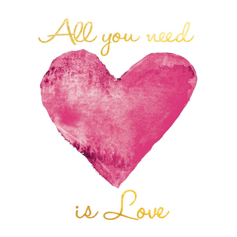Victoria Brown, ALL YOU NEED PINK (Inspiration, Motivation, Liebe, positiv, Herz, Treppenhaus, Jugendzimmer, Wohnzimmer, Wunschgröße, Grafik, pink/weiß)