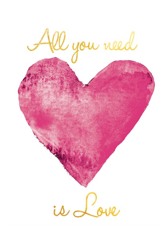 Victoria Brown, ALL YOU NEED PINK (Inspiration, Motivation, Liebe, positiv, Herz, Treppenhaus, Jugendzimmer, Wohnzimmer, Wunschgröße, Grafik, pink/weiß)