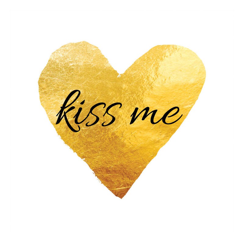 Victoria Brown, YELLOW HEART II (Inspiration, Motivation, Liebe, positiv, Herz, Küssen, Verlangen,  Treppenhaus, Jugendzimmer, Wohnzimmer, Wunschgröße, Grafik, gold/weiß)