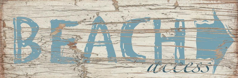 Diane Stimson, SEASIDE I (Maritim, Schild, Strand, Holzstruktur, Motivation, Inspiration, Typografie, Grafik, Wunschgröße, Treppenhaus, blau/beige)