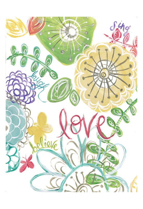 Erin Butson, FLOWERS INSPIRATIONAL III (Blüten, Blumen, Liebe, Glaube, Inspiration, Motivation, Grafik, Wohnzimmer, Treppenhaus,   Wunschgröße, bunt)