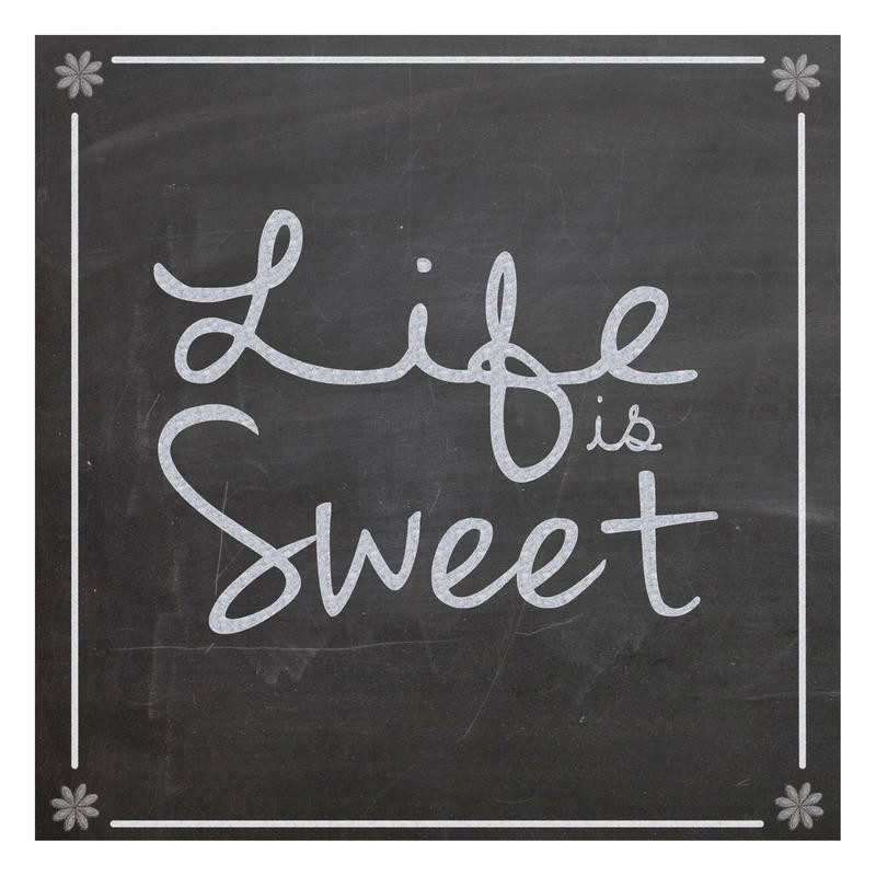 Lauren Gibbons, SWEET II (Tafel, leben, Sweet Life, wohlfühlen, Schrift, Typografie,  Grafik, Wunschgröße, schwarz/weiß)