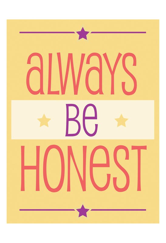 Jody Taylor, YELLOW ALWAYS BE HONEST (Motivation, Inspiration, Spruch, Typografie, Ehrlichkeit, Wunschgröße, Grafik, Treppenhaus, bunt)
