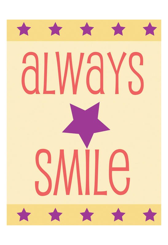 Jody Taylor, YELLOW ALWAYS SMILE (Motivation, Inspiration, Spruch, Typografie, Lächeln, Wunschgröße, Grafik, Treppenhaus, bunt)
