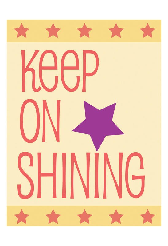 Jody Taylor, YELLOW KEEP ON SHINING (Motivation, Inspiration, Spruch, Typografie, Leuchten, Strahlen, Wunschgröße, Grafik, Treppenhaus, bunt)