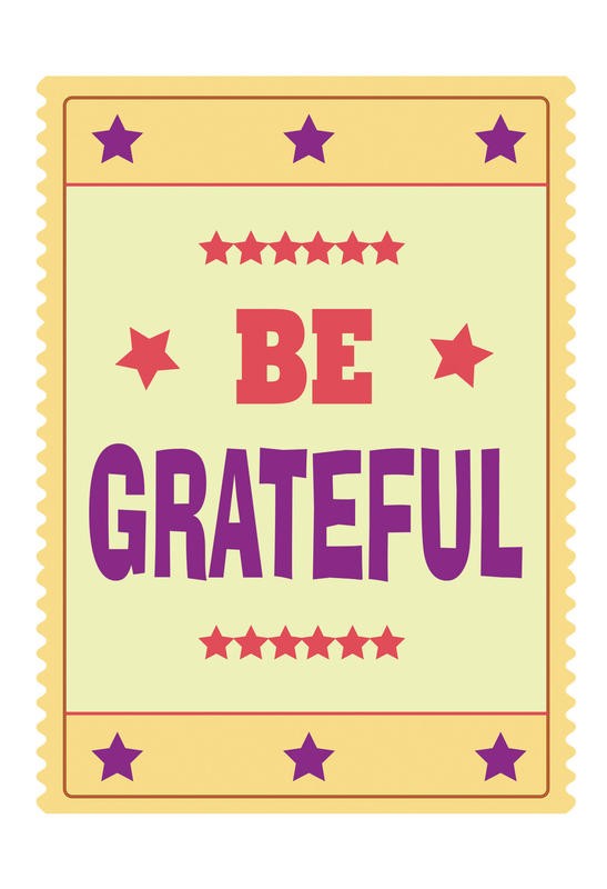 Jody Taylor, YELLOW BE GRATEFUL (Motivation, Inspiration, Spruch, Typografie, Dankbarkeit, Wunschgröße, Grafik, Treppenhaus, bunt)