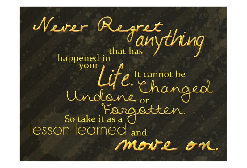 Lauren Gibbons, NEVER REGRET I (Motivation, Inspiration, Lebensweisheiten, Sprüche, Typografie, Treppenhaus, Jugendzimmer, Grafik, Wunschgröße, bunt)