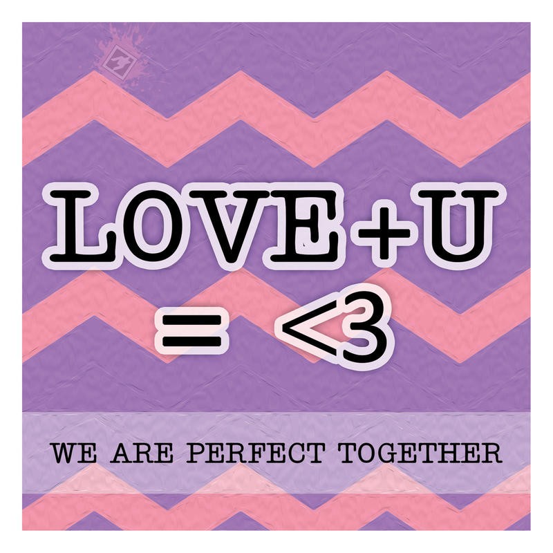 Tony Pazan, LOVE + U I (Liebe, Typografie, Inspiration, Motivation, Zackenmuster, Wunschgröße, Jugendzimmer, Treppenhaus, Grafik, lila/rosa/schwarz)