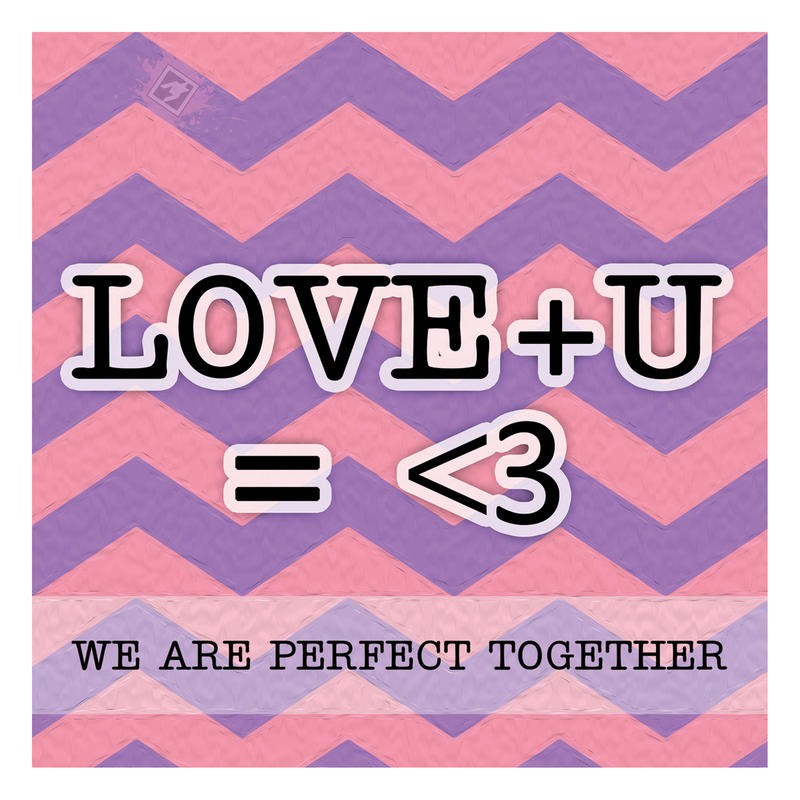 Tony Pazan, LOVE + U III (Liebe, Typografie, Inspiration, Motivation, Zackenmuster, Wunschgröße, Jugendzimmer, Treppenhaus, Grafik, lila/rosa/schwarz)