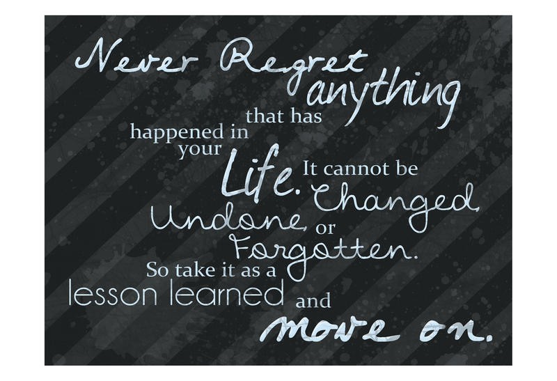 Lauren Gibbons, NEVER REGRET II (Motivation, Inspiration, Lebensweisheiten, Sprüche, Typografie, Treppenhaus, Jugendzimmer, Grafik, Wunschgröße, bunt)