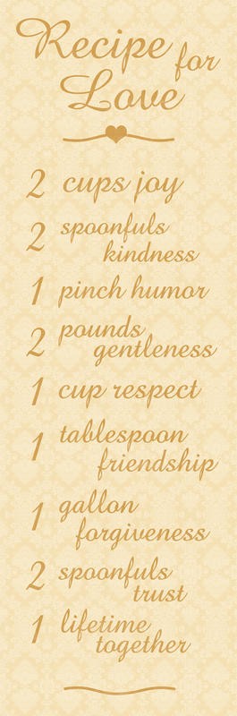 Lauren Gibbons, RECIPE FOR LOVE I (Motivation, Inspiration, Liebe, Rezept, Lebensweisheiten, Sprüche, Typografie, Treppenhaus, Jugendzimmer, Grafik, Wunschgröße, bunt)