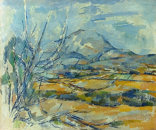Paul Cézanne, Montagne Sainte-Victoire 1890/94. (Landschaft, Frankreich, Berg, Felder, Klassiker, Post-Impressionismus, Wunschgröße, Wohnzimmer)